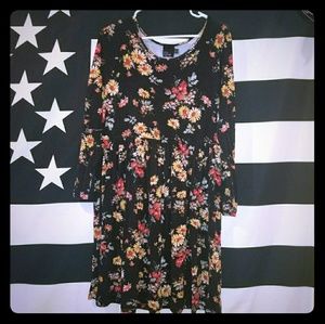 Asos curve black floral skater dress